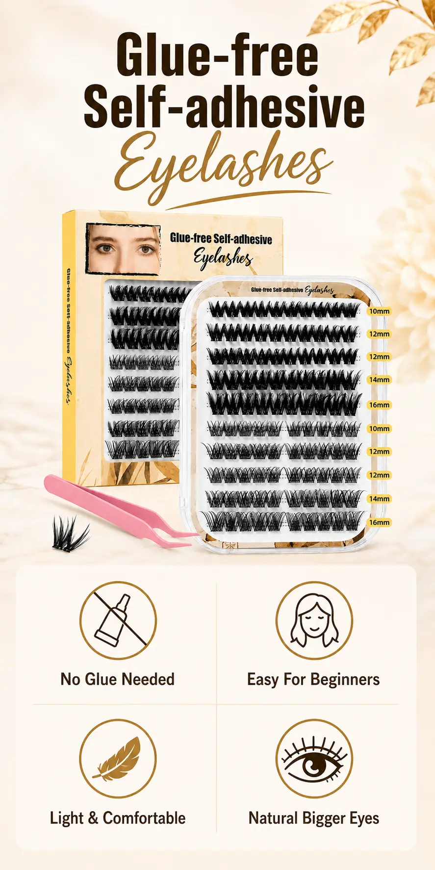 Glue-Free Self-Adhesive False Eyelashes 100簇 detail 2