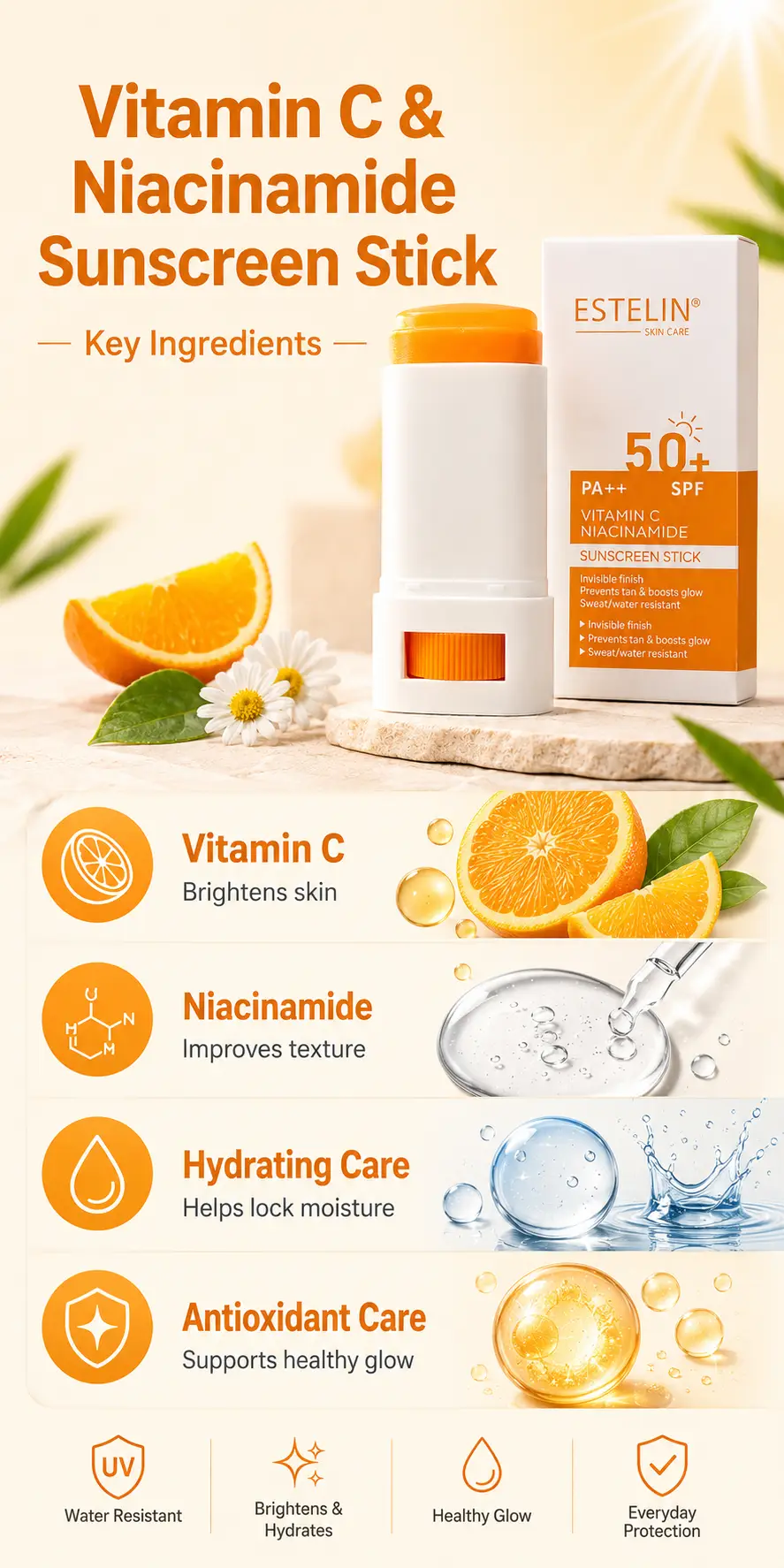 ESTELIN Vitamin C & Niacinamide Sunscreen Stick Spf50 20g detail 2