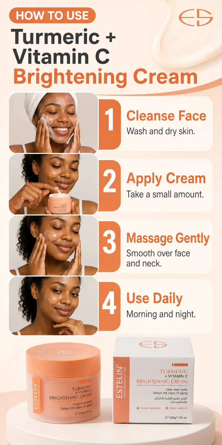 ESTELIN Turmeric & Vitamin C Brightening Cream 200g detail 4